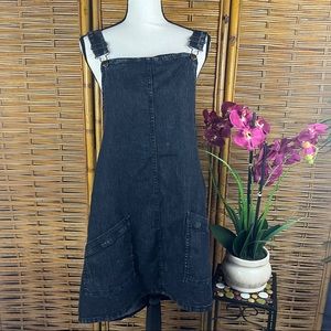 OVERALL MINI SKIRT LOOSE FIT DRESS FADED BLACK JUNIORS XXXL